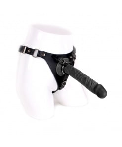 Leren Strap-On inclusief Zwarte Dildo - 23 cm