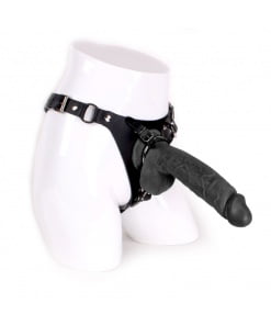 Leren Strap-On inclusief Zwarte Dildo - 24 cm