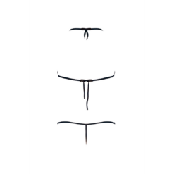 Bh en G-string Set met Bandjes - L/XL - Zwart