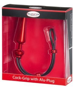 Malesation - Cock-Grip Aluminium Medium Butt plug met cockring - Rood