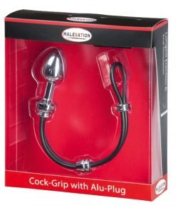 Malesation - Cock-Grip Aluminium kleine Butt plug met cockring - Chroom