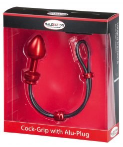 Malesation - Cock-Grip Aluminium kleine Butt plug met cockring - Rood