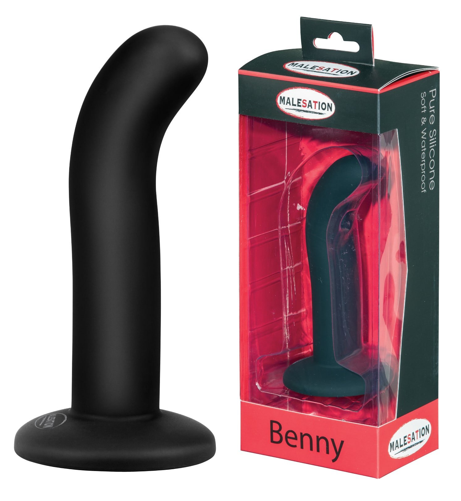 Malesation – Gladde Siliconen Dildo Benny 13 cm – Zwart