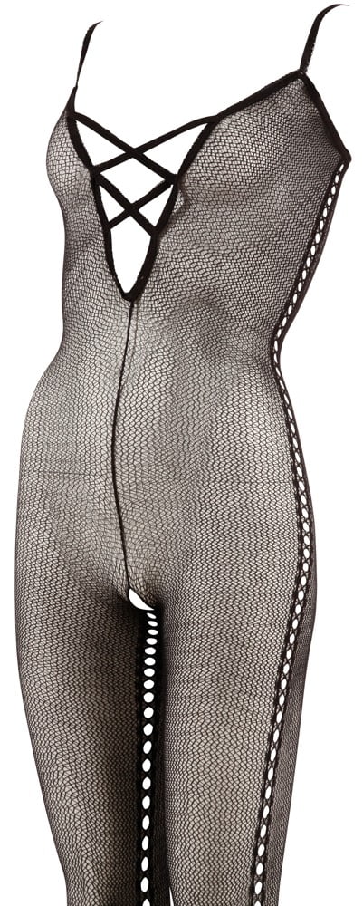 Net catsuit in het zwart