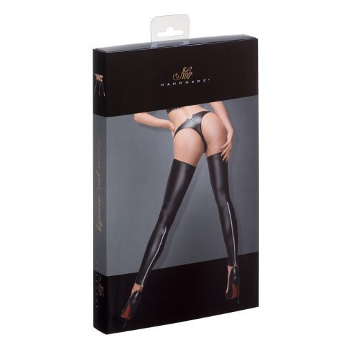 Noir Handmade Wetlook Kousen en String met Rits