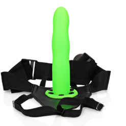 Glow in the Dark Curved Hollow Strap-On - 8 / 20 cm - Neon Groen
