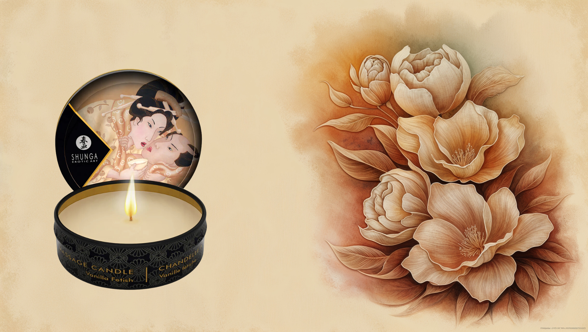 Shunga massagekaars met vanillegeur