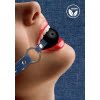 Ouch Ball Gag met gaatjes - Met Ruwe Denim Bandjes - Blauw