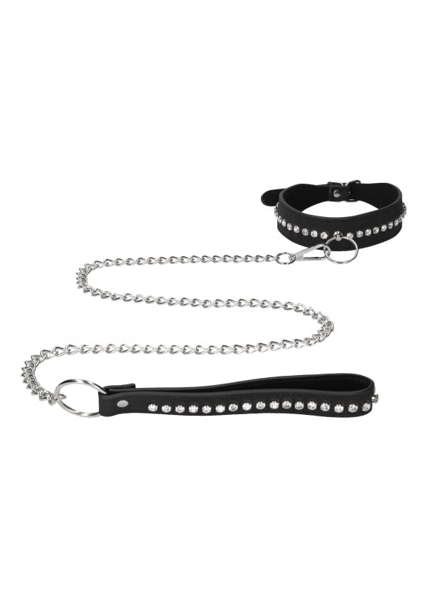 Ouch - Collar met riem en diamantjes