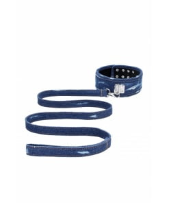 Ouch Denim Collar met riem - ruw denim stijl - Blauw