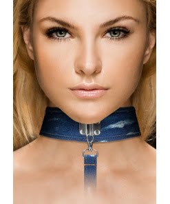 Ouch Denim Collar met riem - ruw denim stijl - Blauw