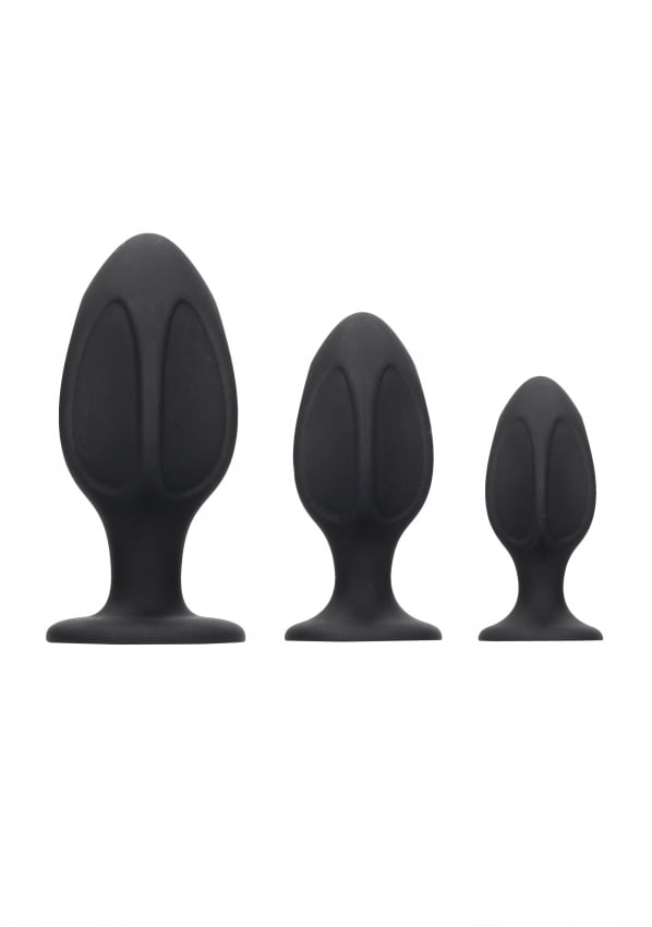 Ouch! - Diamond Shape Butt Plug Set - Zwart