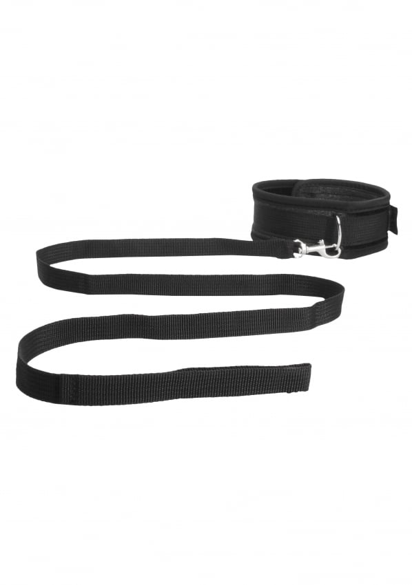 Ouch - Fluweel verstelbare halsband met riem - Zwart