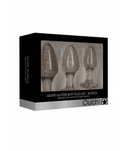 Ouch Gladde Acryl Buttplug set - Zilver