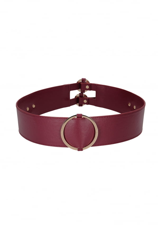 Ouch Halo - Heupriem met bondage ringen - Burgundy