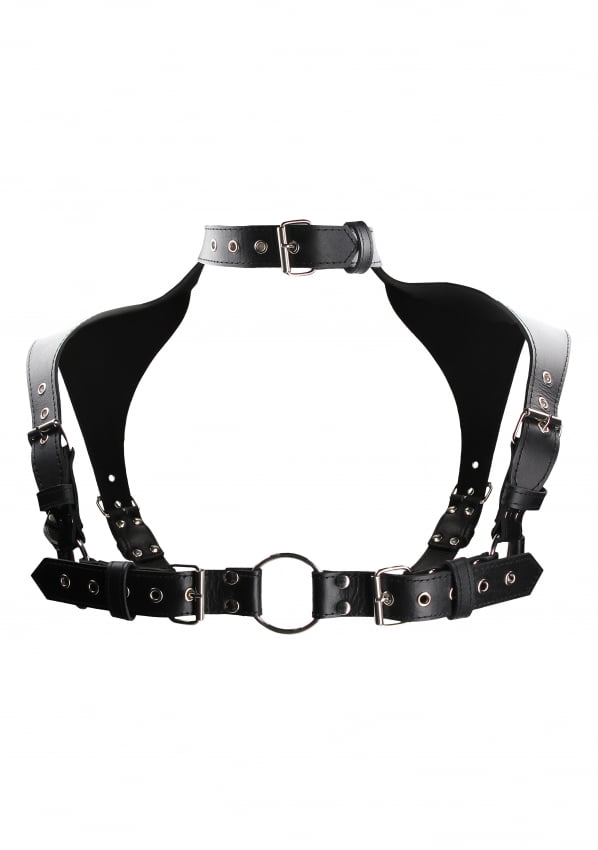 Ouch - Lederen Harnas met Collar - Zwart