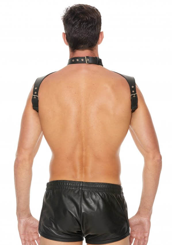 Ouch - Lederen Harnas met Collar - Zwart