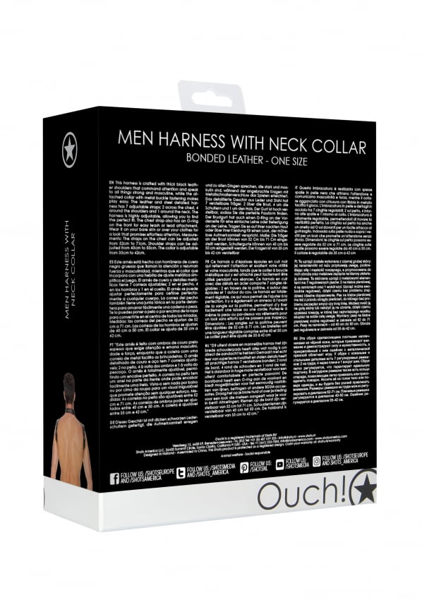 Ouch - Lederen Harnas met Collar - Zwart