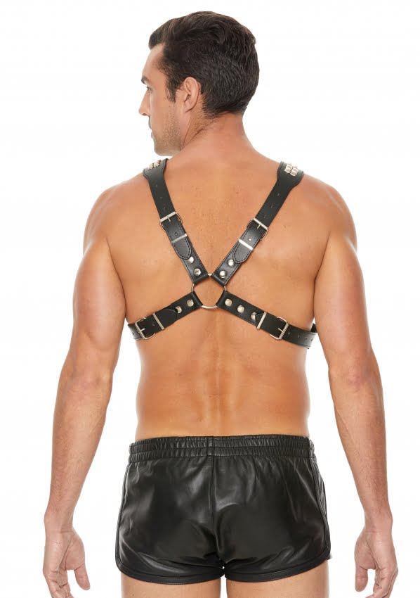 Ouch - Men's Pyramid Stud Body Harnas - Zwart