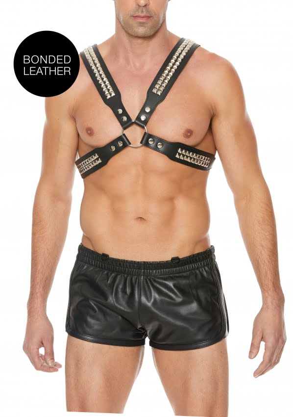 Ouch - Men's Pyramid Stud Body Harnas - Zwart