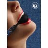 Ouch Siliconen Ball Gag - Met Ruwe Denim Bandjes - Blauw