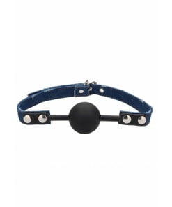 Ouch Siliconen Ball Gag - Met Ruwe Denim Bandjes - Blauw