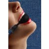 Ouch Siliconen Ball Gag - Met Ruwe Denim Bandjes - Blauw