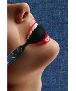 Ouch Siliconen Ball Gag - Met Ruwe Denim Bandjes - Blauw