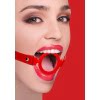 Ouch Siliconen Ring Gag - Met Leren Bandjes - Rood