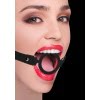 Ouch Siliconen Ring Gag - Met Leren Bandjes - Zwart