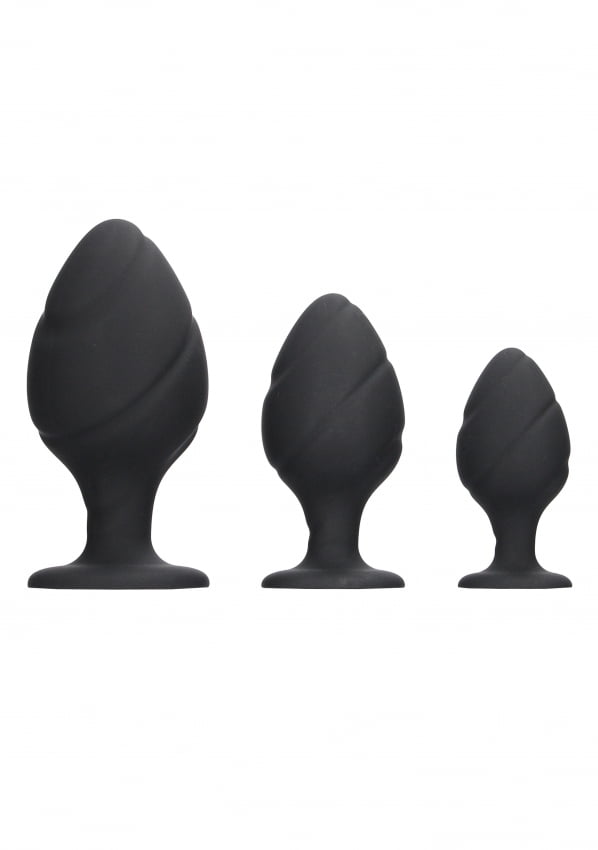 Ouch! - Swirled Butt Plug Set - Zwart