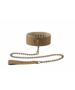 Ouch! Verstelbare Leren Halsband met ketting - Bruin