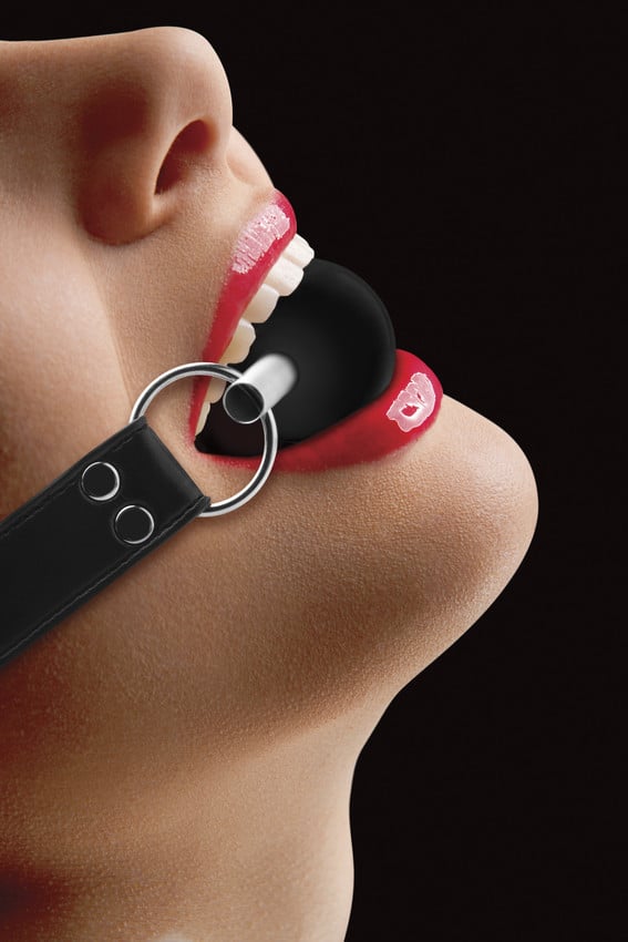Ouch Verstelbare Rubber Ball Gag - Zwart