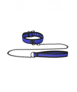 Puppy Play Halsband met Riem - Blauw