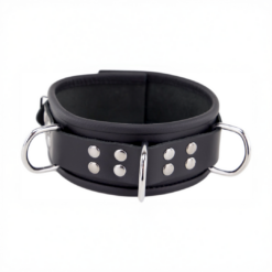 Leren Ketting 3 D Ringen - Zwart