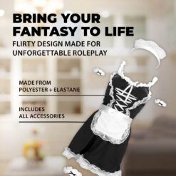 Frans Maids Kostuum - S/M - Zwart