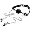 Strict - Siliconen Ball Gag met tepelklemmen