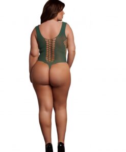 Teddy met V hals - Midnight Green Plus Size