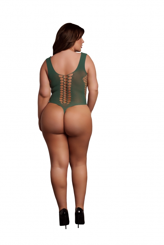 Teddy met V hals - Midnight Green Plus Size