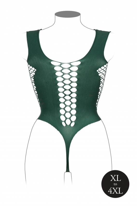 Teddy met V hals - Midnight Green Plus Size