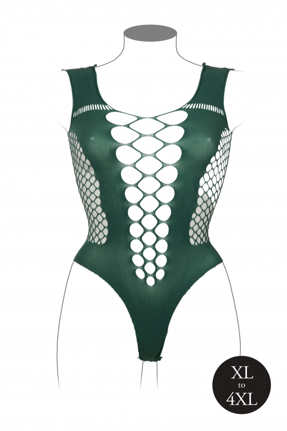 Teddy met V hals - Midnight Green Plus Size