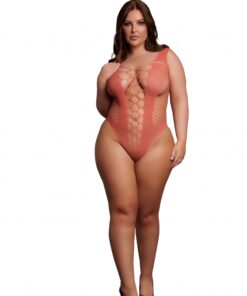 Teddy met V hals - Sunset Glow Plus Size