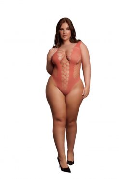 Teddy met V hals - Sunset Glow Plus Size
