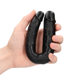 U-vormige dubbele dildo 12.7 cm - Zwart