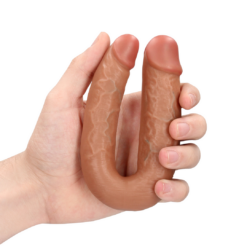 U-vormige dubbele dildo 12.7 cm - Bruin