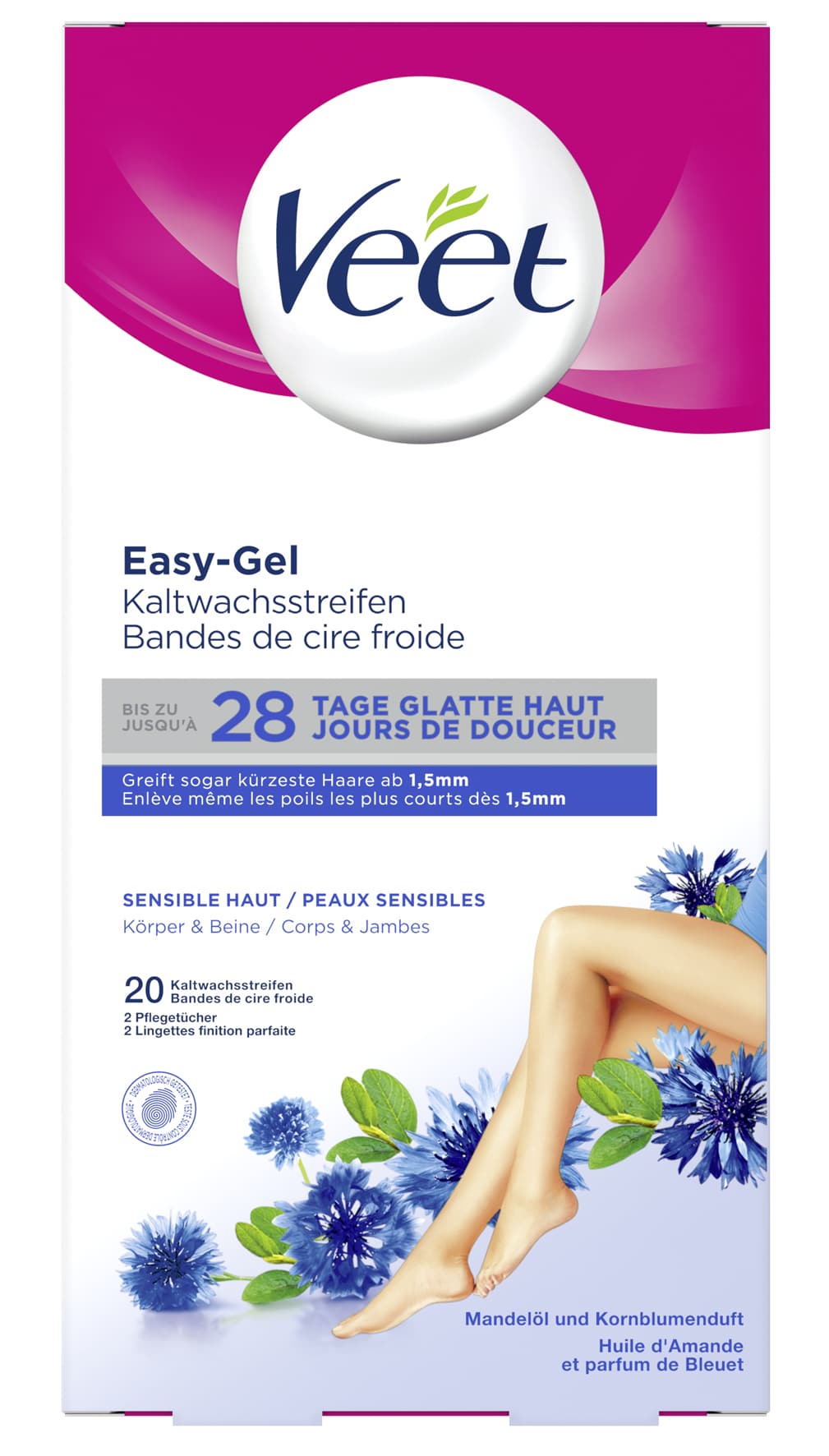 Veet koudwaxstrips voor de gevoelige huid