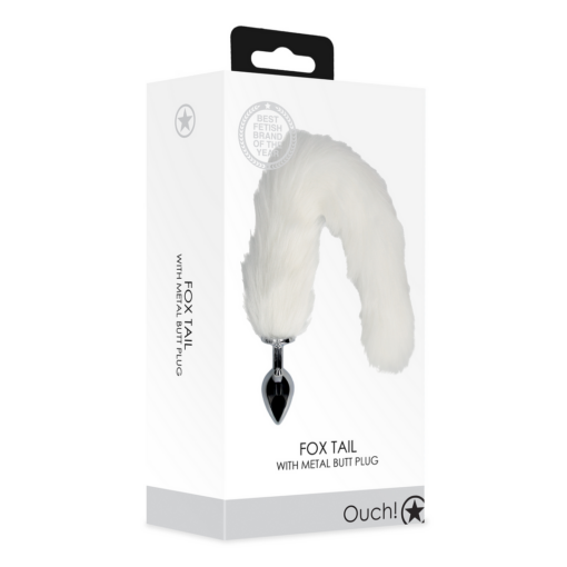Vossenstaart met metalen buttplug - Wit