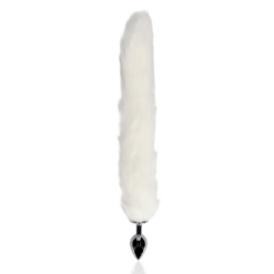Vossenstaart met metalen buttplug - Wit