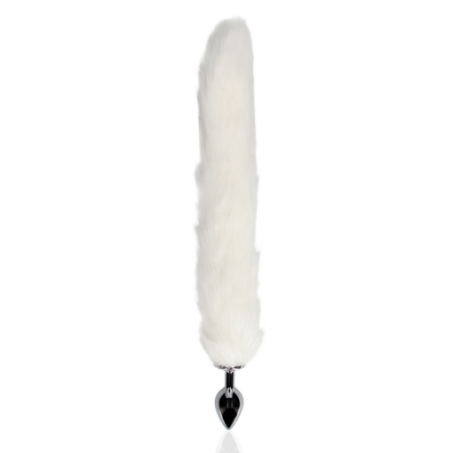 Vossenstaart met metalen buttplug - Wit