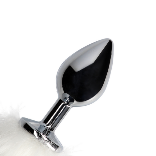 Vossenstaart met metalen buttplug - Wit